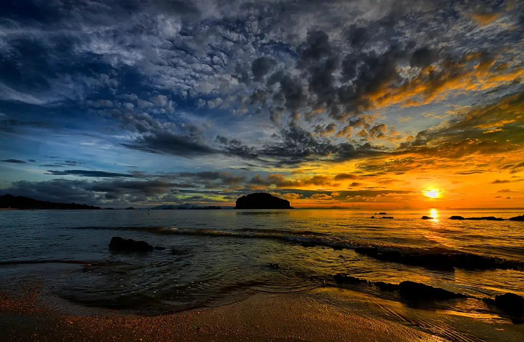 sunset under beach